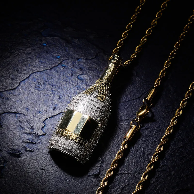 Wine Bottle Fully Iced Pendant