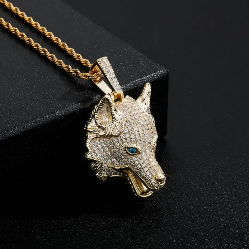 Wolf Head Iced Out Pendant