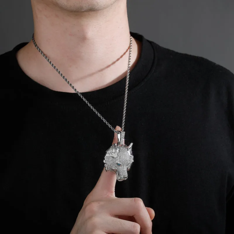 Wolf Head Iced Out Pendant