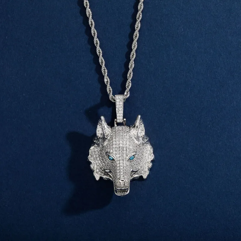 Wolf Head Iced Out Pendant