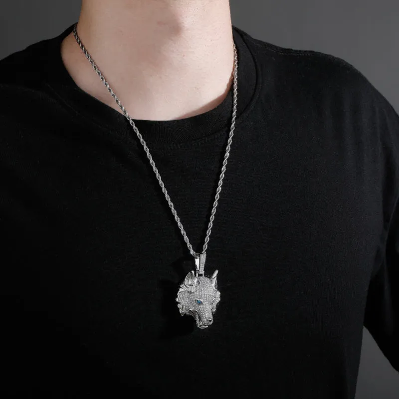 Wolf Head Iced Out Pendant