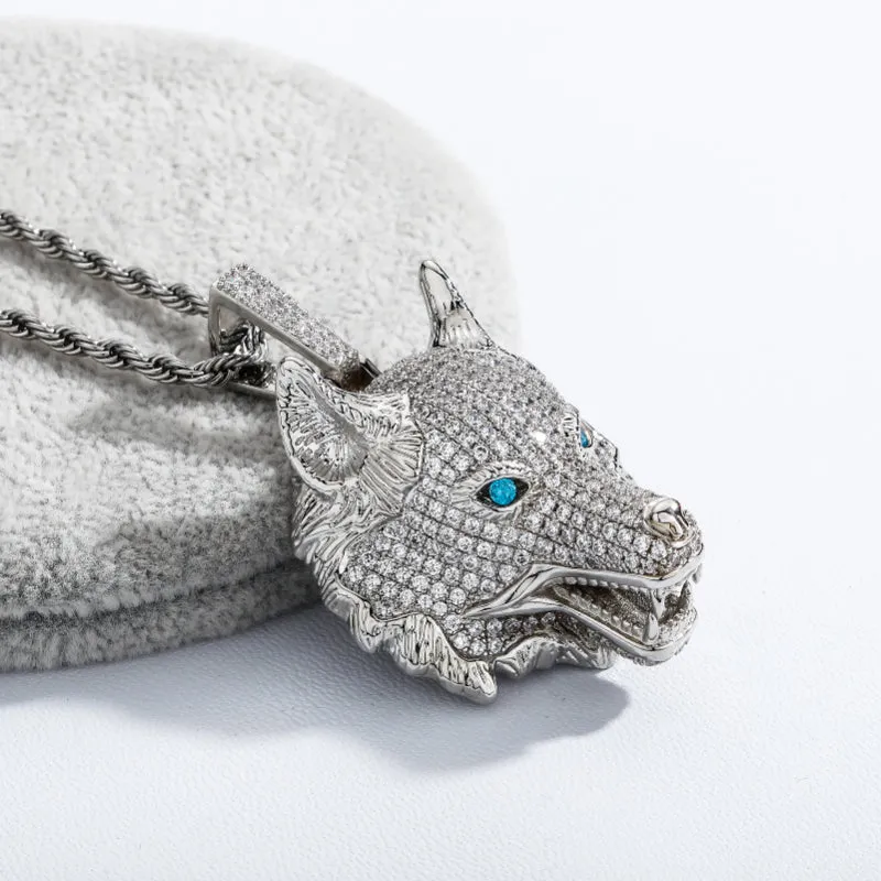 Wolf Head Iced Out Pendant