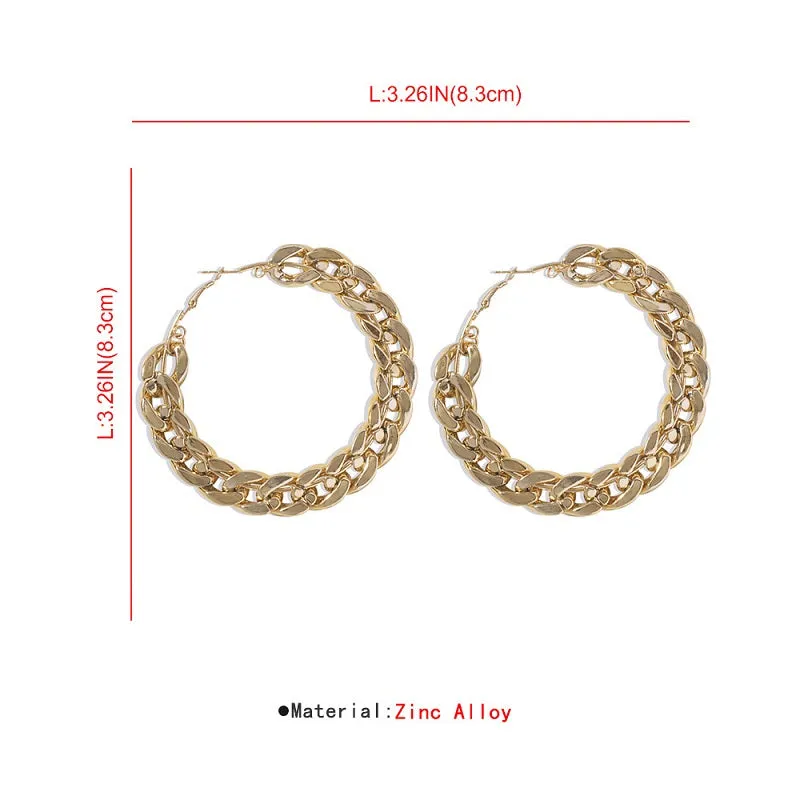 Womens Fashionable Cool Personality Big Circle Chain Earrings