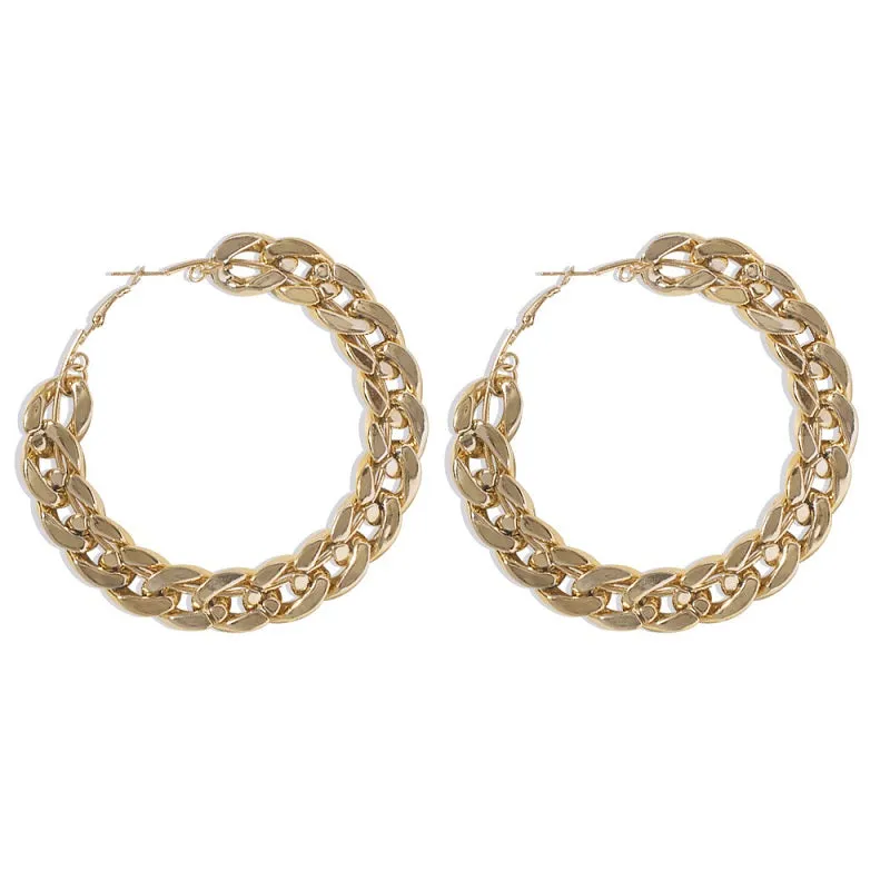 Womens Fashionable Cool Personality Big Circle Chain Earrings