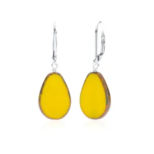 Yellow Glass Beaded Teardrop Earring