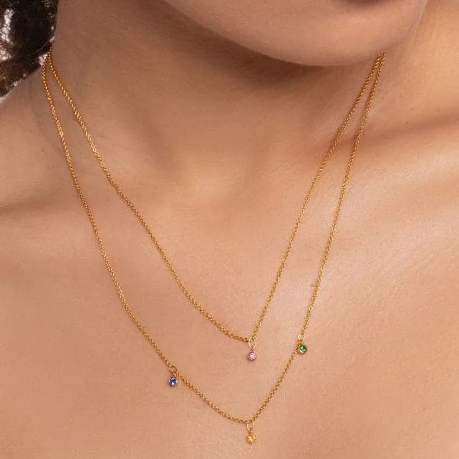 Yellow Gold Double Layer Multicolour Stone Necklace 45cm KE2078-488-7-L45v